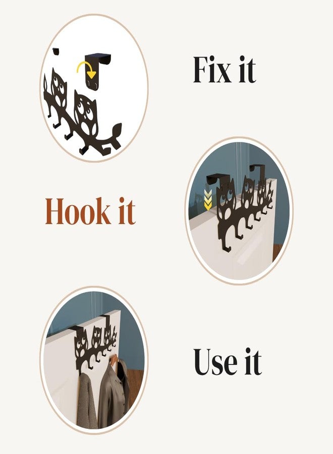 COGO Owl Overdoor Hanger | Heavy Duty Door Hook for Towel, Clothes | Bird Design | Removable & Drill-Free | Hanging Hook for Bathroom, Bedroom, Kitchen | Matt Black - Image 4